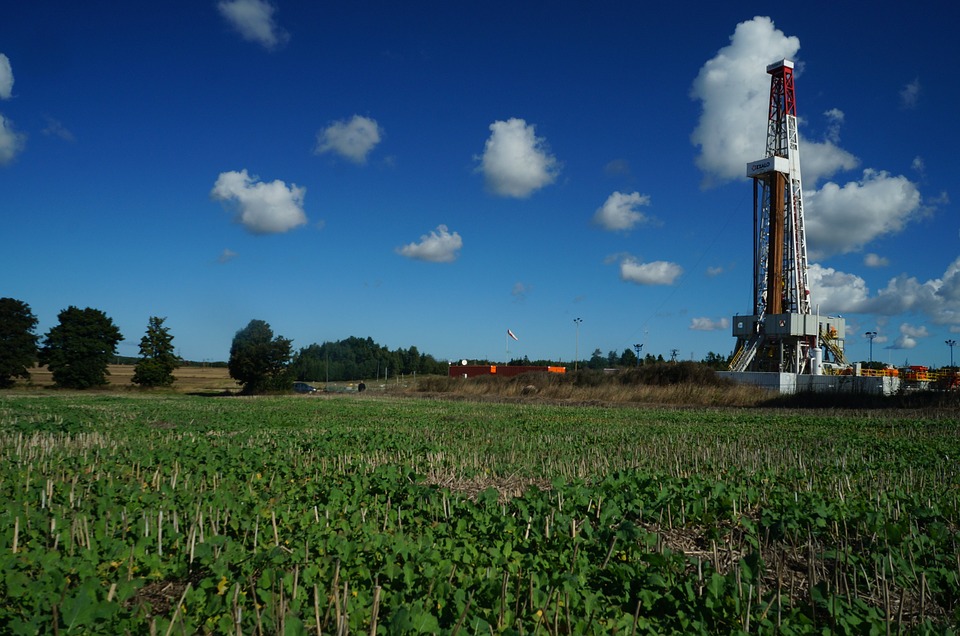 drilling rig in summer